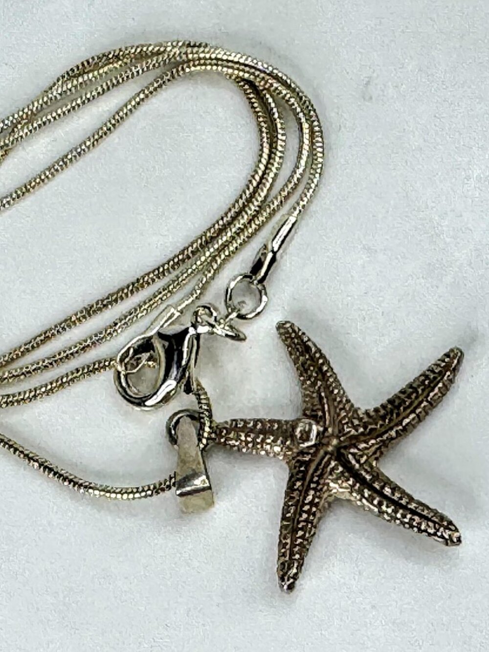 Sterling Silver 3D Starfish Pendant Necklace 18" Coastal Jewelry 7.9g JR2100